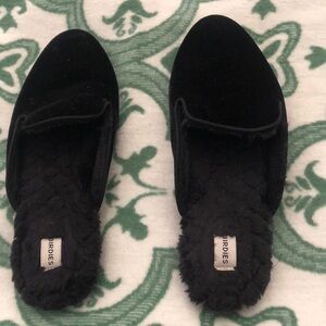Birdies Black Mules Plush Slip-On Shoes